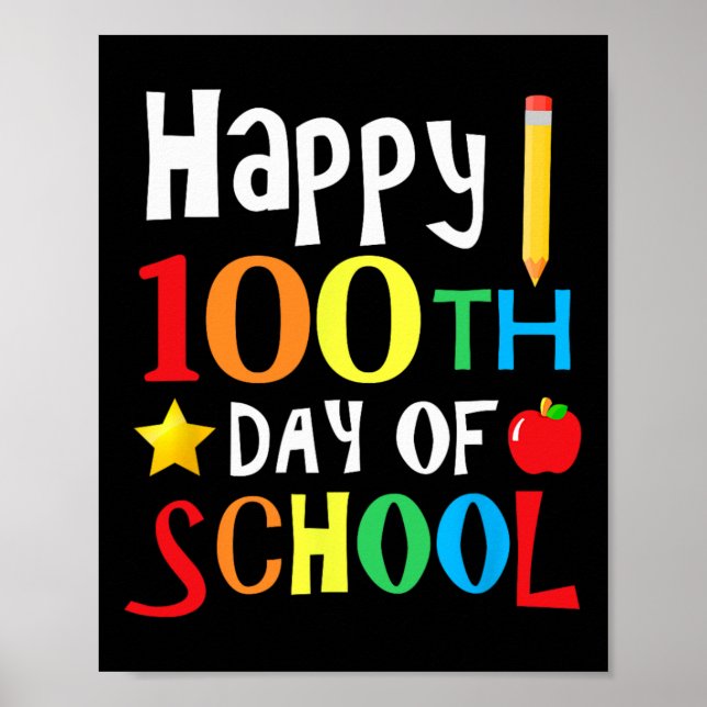 Poster Jour De L'École Enseignants Enfants Joyeux 100 Jou (Devant)