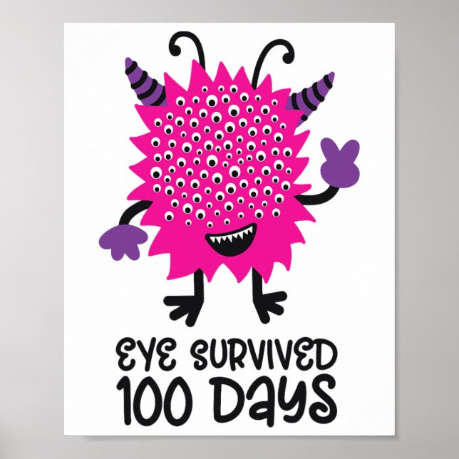 Poster Jour De L'École Monstre Filles Enfants Oeil Survéc (Devant)