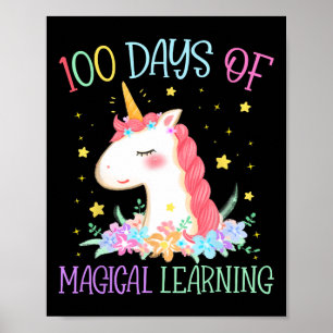 Poster Jour De L'École Unicorne 100 Jours Magique Apprent