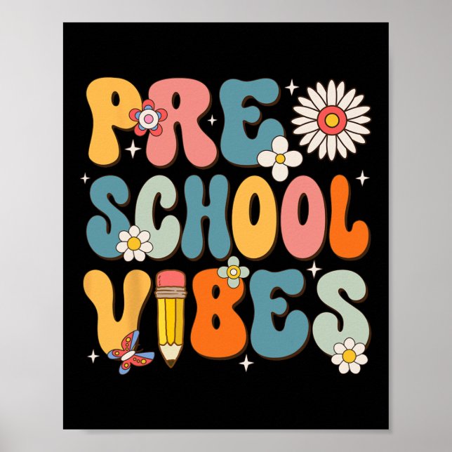 Poster Jour De L'École Vibes D'École Préscolaire Retour À (Devant)