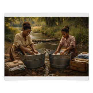 Poster Jour de lessive au ruisseau
