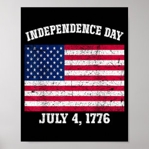 Poster Jour de l'indépendance 4 juillet 1776 Drapeau amér
