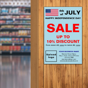 Poster Jour de l'Indépendance Commerce Vente Light Blue P