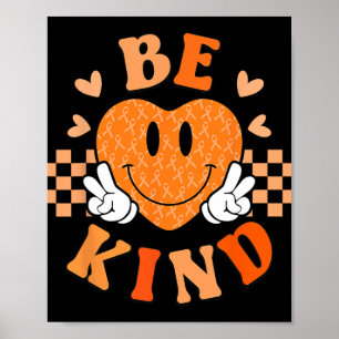 Poster Jour de l'Unité Orange Coeur Soyez gentil Enseigne
