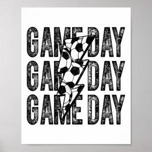 Poster Jour de match de football éclair Soccer Maman Papa