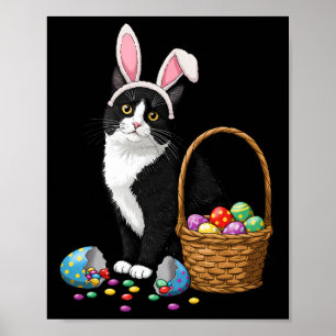 Poster Jour de Pâques Chat Bunny OEufs Graphiques Hommes