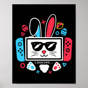 Poster Jour de Pâques Garçons Joueur Chemise Vidéo Contrô