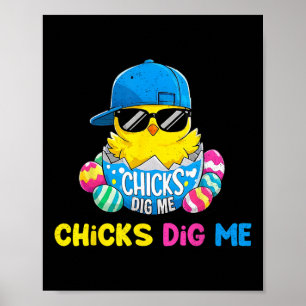 Poster Jour de Pâques Poussins me creuser Cool Chick à éc