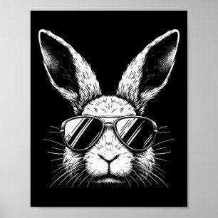 Poster Jour De Pâques Visage De Lapin Avec Lunettes De So