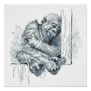 Poster Jour de repos - Young Ape Gorilla