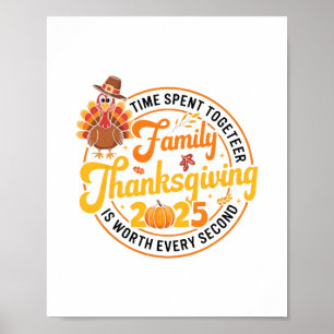 Poster Jour de Thanksgiving en famille 2025 Temps passé e