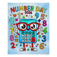 Jour des nombres 2026 Calculatrice mignonne Concep