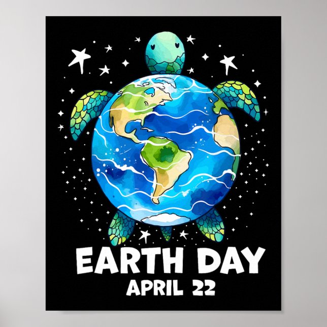 Poster Jour des terres 2025 Restaurer Earth Sea Turtle Ar (Devant)