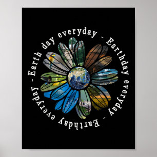 Poster Jour des terres amusant Partout Tournesol Terre An