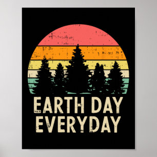 Poster Jour des terres arbres du jour Retro Nature Enviro