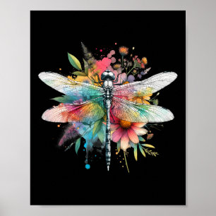 Poster Jour des terres Belle dragonfly aquarelle Art Inse