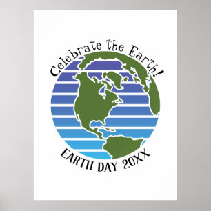 Poster Jour des terres Blue Green Globe Carte Planète