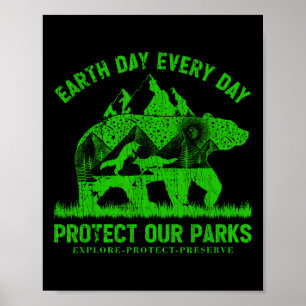 Poster Jour des terres Chaque Jour Protéger Nos Parcs Nat