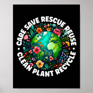 Poster Jour des terres Chemise Care Enregistrer Secourir 