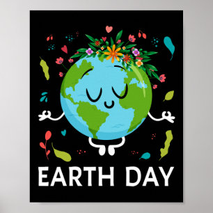 Poster Jour des terres Chemise Florale Mignonne Et Planèt