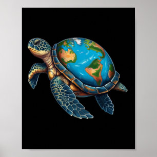 Poster Jour des terres de tortue marine Sauvez la planète