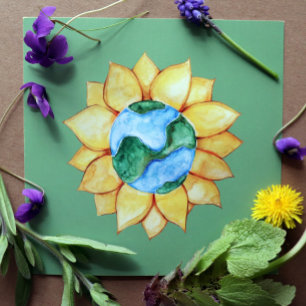 Poster Jour des terres de tournesol Art aquarelle tournes