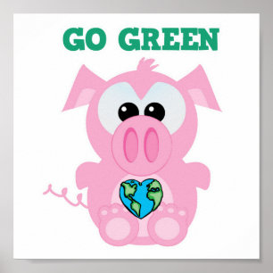 Poster Jour des terres Devenez écolo porc Goofkins