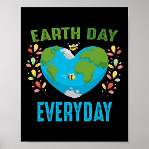Poster Jour des terres en forme de coeur chaque jour abei