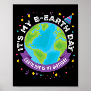 Poster Jour des terres est mon anniversaire C'est mon B-j