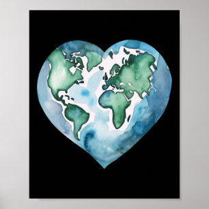 Poster Jour des terres Heart Planet Joli Jour des terres 