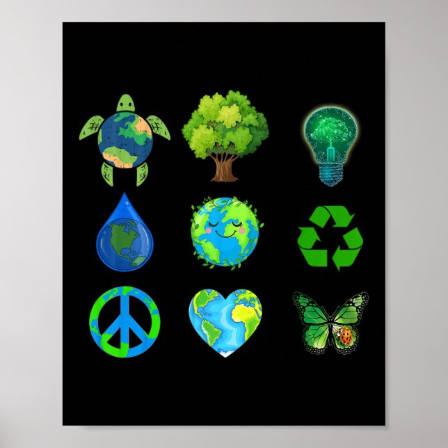 Poster Jour des terres Peace Go Plante Save Water Secourt (Devant)