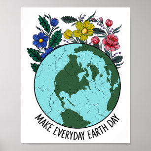 Poster Jour des terres Restaurer Terre Fleur Art Sauvez L