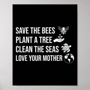 Poster Jour des terres Sauver Les Abeilles Plante Plus D'