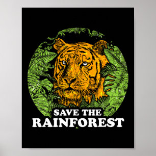 Poster Jour des terres Sauvez la forêt tropicale Tiger Ju