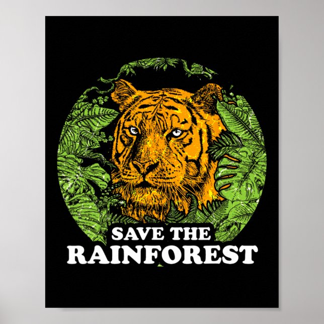 Poster Jour des terres Sauvez la forêt tropicale Tiger Ju (Devant)