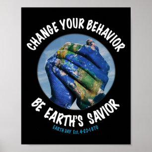 Poster Jour des terres Sauvez La Planète Plante Plus D'Ar
