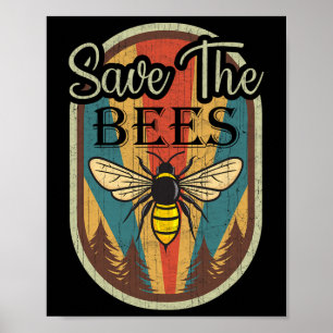 Poster Jour des terres Sauvez Les Abeilles Retro Jour des