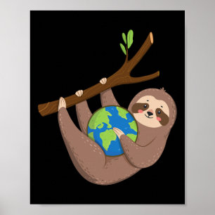 Poster Jour des terres Sloth - Planet Terre Nature Lover