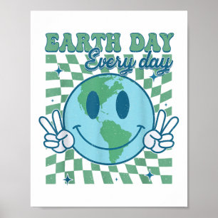 Poster Jour des terres Smile Quotidien Face Hippie Planet