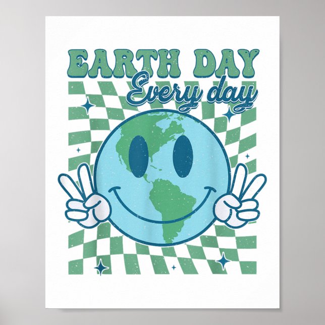 Poster Jour des terres Smile Quotidien Face Hippie Planet (Devant)