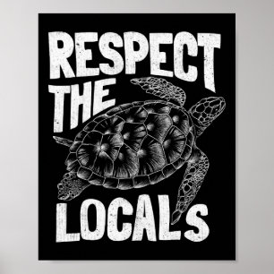 Poster Jour des terres Tortue Océanique Respectez Les Loc