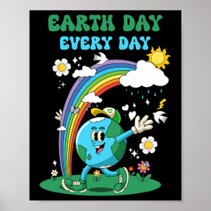 Poster Jour des terres Tous Les Jours Rainbow Globe Flowe
