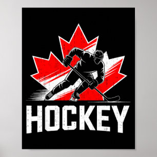 Poster Jour du Canada hockey patriotique feuille d'érable