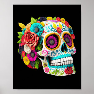 Poster Jour du crâne de sucre coloré des Calaveras Mortes