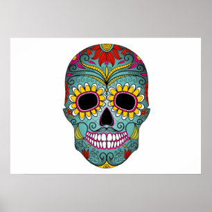 Poster Jour du crâne de sucre des morts avec des ornement