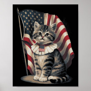 Poster Jour du Souvenir Chat Drôle Chat 4 Juillet Patriot