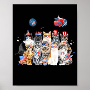 Poster Jour du Souvenir Indépendance Drapeau USA Chat Mig