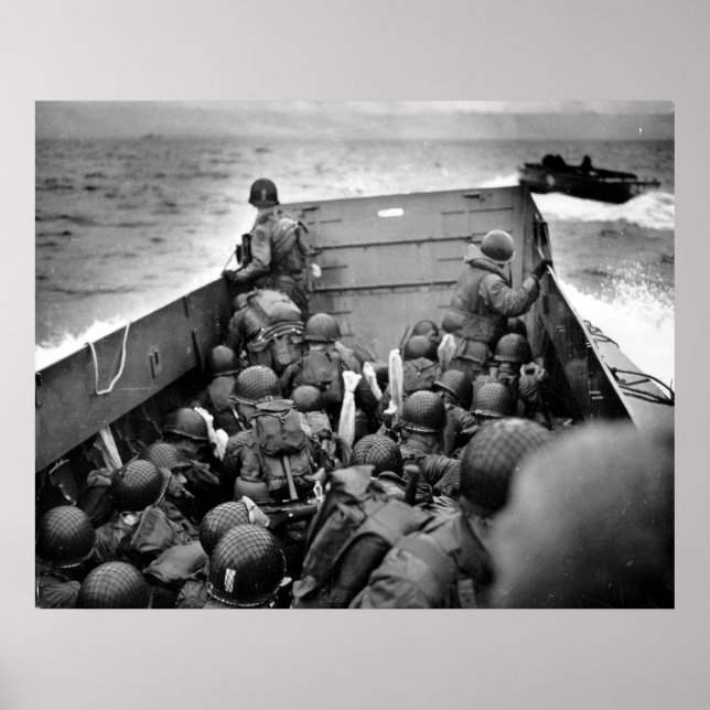 Poster Jour J Omaha Beach Landing Craft World War II (Devant)
