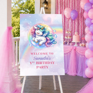 Poster Jour Magique Licorne Fille Anniversaire Bienvenue 
