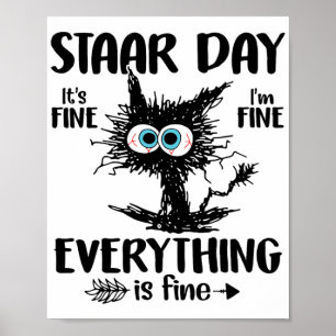 Poster Jour Noir Chat Enseignant Enfants Test d'étoile D
